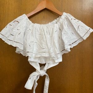 Innika Choo Linen Embroidered Crop Top size 3